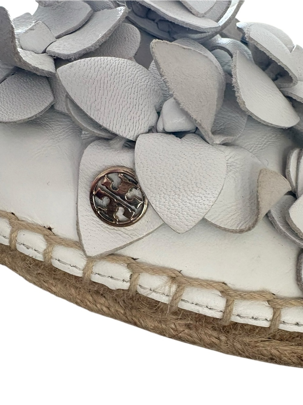 Tory Burch White Floral Leather Espadrille Flats - Picture 4 of 8